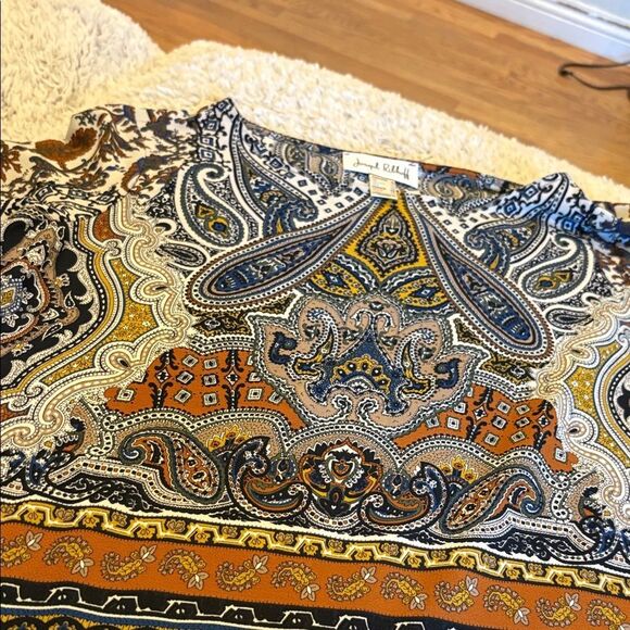 Joseph Ribkoff Multicolor Paisley Fringe Blouse - Picture 2 of 5